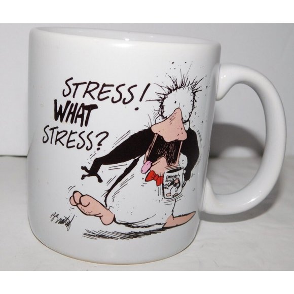 VTG 1994 Opus and Bill STRESS WHAT STRESS Coffee Mug Opus n' Bill CARLTON - Picture 2 of 7